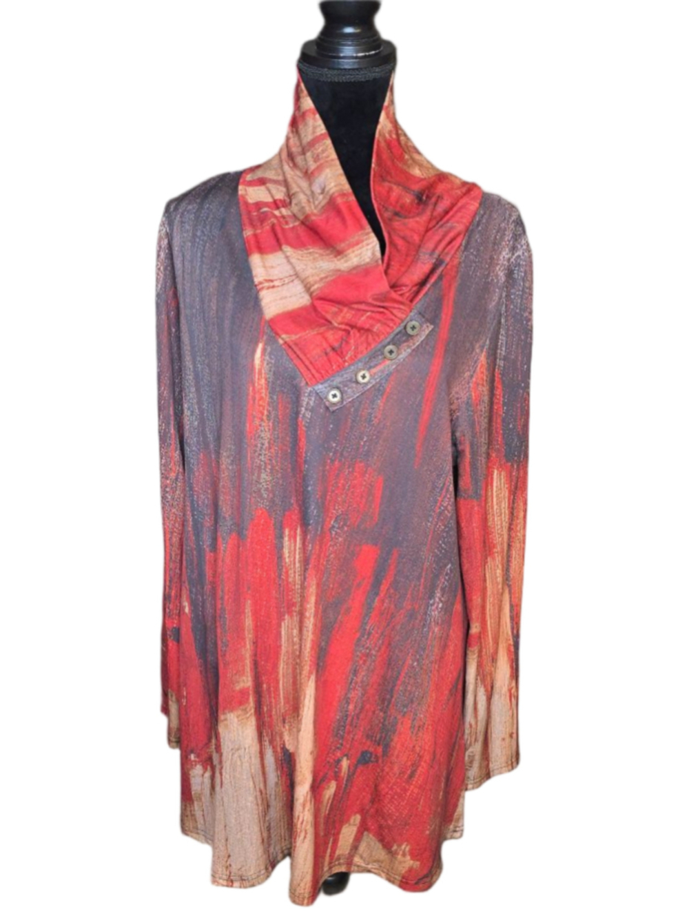 Azalea by Firmiana 2XL Lagenlook Cowl Neck Tunic Top Abstract Wearable Art